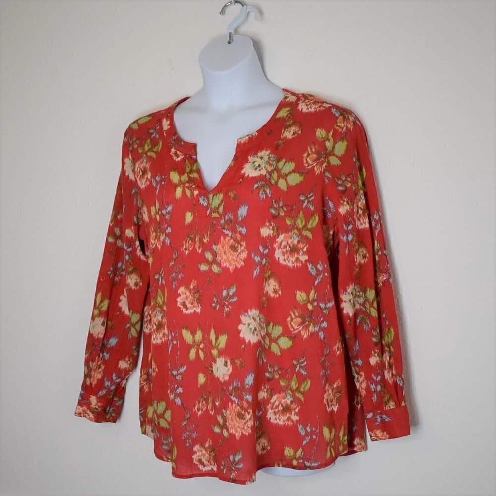 Pendleton Floral Blouse Sz XL 100% Cotton Peasant Cottagecore Whimsygoth - Picture 3 of 15